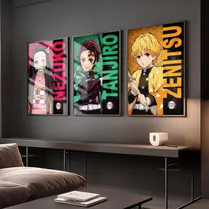 Cool D-Demon S-SlayerS Painting Calligraphy Eco-Friendly Waterproof Cotton Canvas,Scratch-resistant Oil Painting Canvas, Perfect for Living Rooms,Bedrooms,Kitchens, and Cafes – Ideal for Holiday and Party Gifts