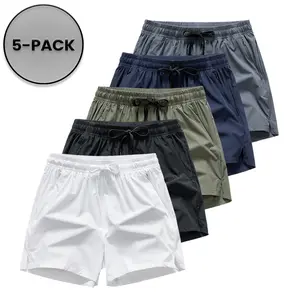 Men’s ice silk breathable 3-inch inseam shorts, stylish casual design with hidden pockets, summer essential shorts, available in multiple colors beach wear gym workout mens Men's Quick-Dry Elastic Athletic Set