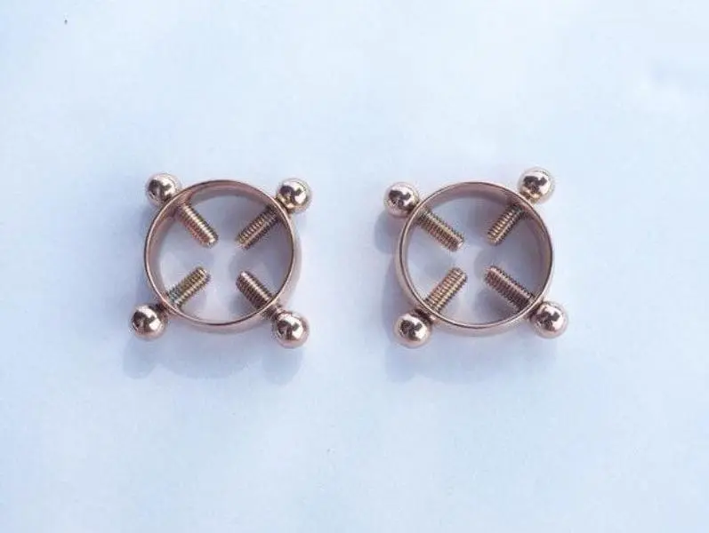 rose gold Fake nipple ring shield piercing, nipple clamps (2 pieces)