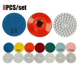 LOZLIN 8PCS/set 2"(50MM) Diamond Polishing Pad Kit - Wet Grinding/Polishing Discs for Granite, Marble, Concrete, Jade & Stone - Small Angle Grinder Tools for Floor & Stone