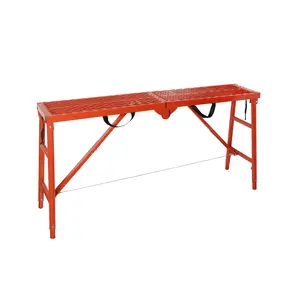 LEADALLWAY Scaffolding Platform 770 LBS Capacity 58''(L) x11''(W) x30''(H) Folding Adjustable Portable Work Platform Ladder,Red