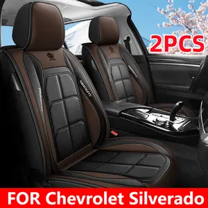 Snug Fit 2PCS for Chevrolet Silverado Car Seat Covers - Waterproof PU Leather Front-Row Driver & Passenger Protection, Durable & Scratch-Resistant, All-Season Use, Fully Wrapped