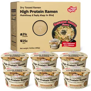 HealSpot High Protein Instant Ramen, 6 Pack, 31g Plant-Based Protein, Non-Fried, Low Carb, Sesame Sauce Flavor