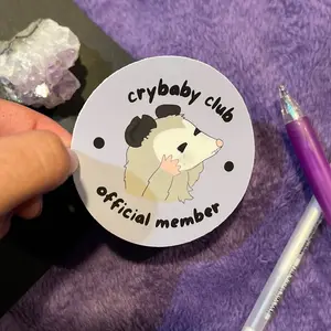 Crybaby Club Member Possum Sticker |Cute Crying Possum Sticker, Sad Opossum Sticker, Internally Sobbing Crybaby Sticker, Be Nice To Me Possum Sticker Decor Decorative Matte Vinyl