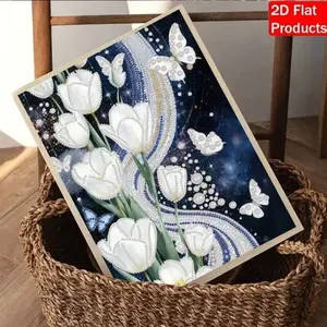 New Tulip Pattern Diamond Painting Kit, 5D DIY Pearl Shape Diamond Art Set, Home Wall Decor, Christmas Gift, Birthday Present, Handmade Gifts