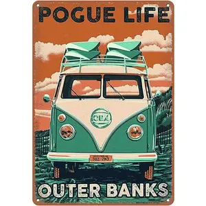 Tin Sign, Outer tin Sign, Outer Banks Pogue Life ,Retro Tin Sign tin Sign Welcome to The Interesting Farm Country House Metal Tin Sign 8X12 inch