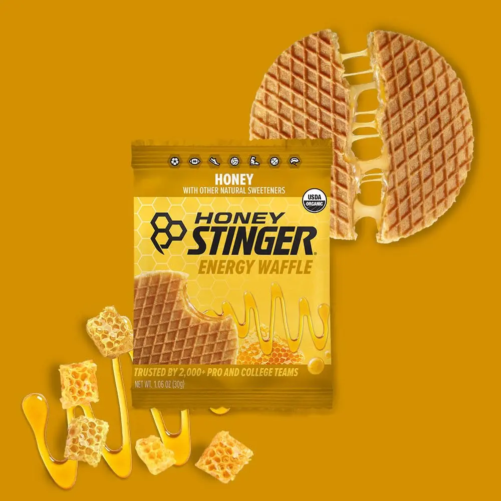 Organic Honey Waffle, Energy Stroopwafel for Exercise, Endurance and Performance, Sports Nutrition for Home & Gym, Pre and Post Workout, 16.96 Ounces (Pack of 16)