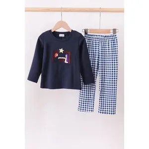 Navy nativity embroidery pants set