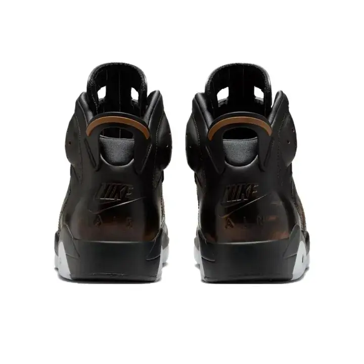 vintage aged black bronze two tone gradient glossy leather high top basketball shoes full glossy smooth leather stacked overlay metal ornament buckle shock absorbing translucent white sole unisex daily fashion basketball trainers brand new unopened