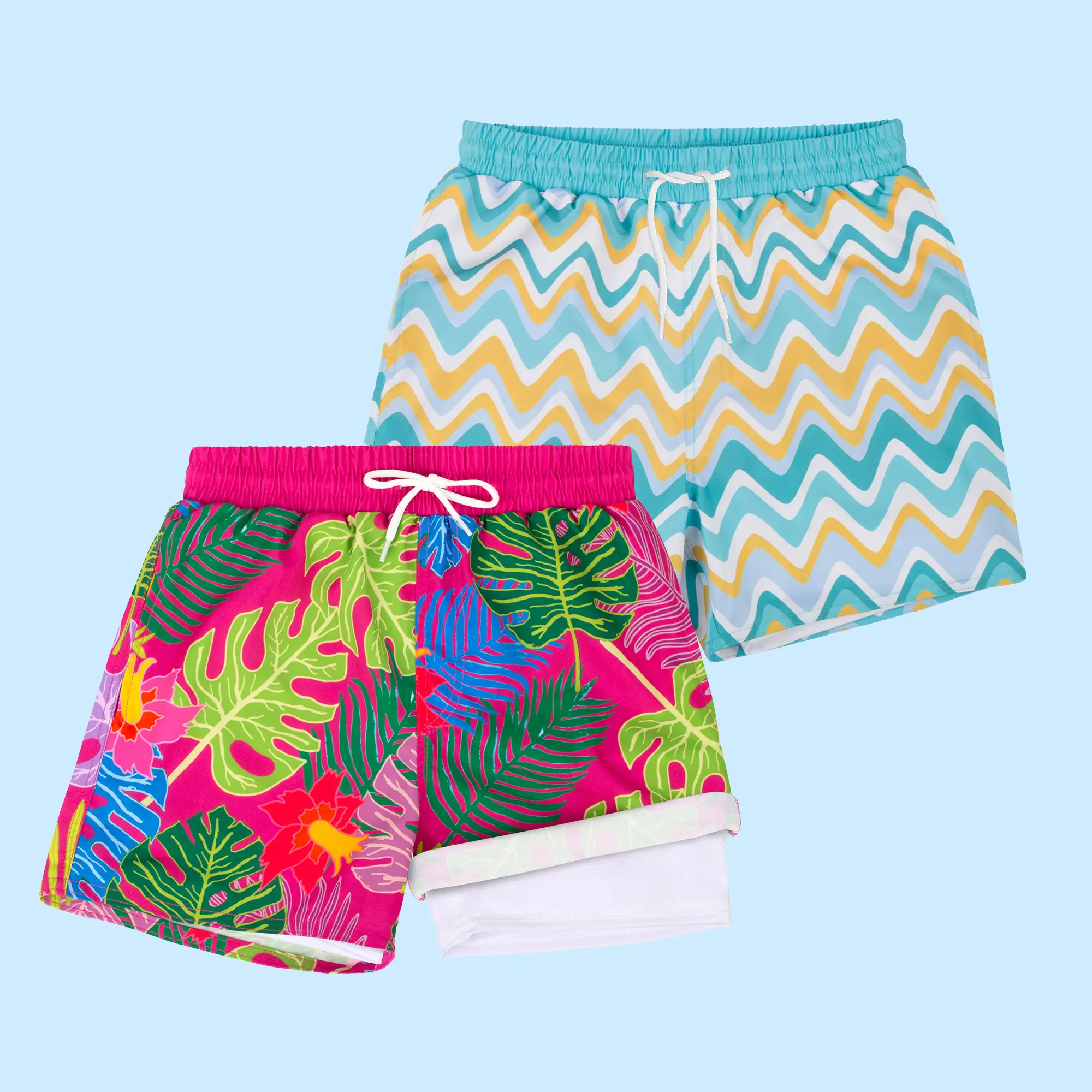 2-Pack Boys Casual Summer Swimwear with Compression Liner – UPF 50+ Quick-Dry Swimming Trunks for Kids