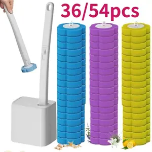 New 2026 Disposable Toilet Cleaning Kit, Toilet Brush Set, Includes 36/54 Replacement Brush Heads, Toilet Cleaner, Sink System, Bathtub Drain Plug, Cleaning Stick