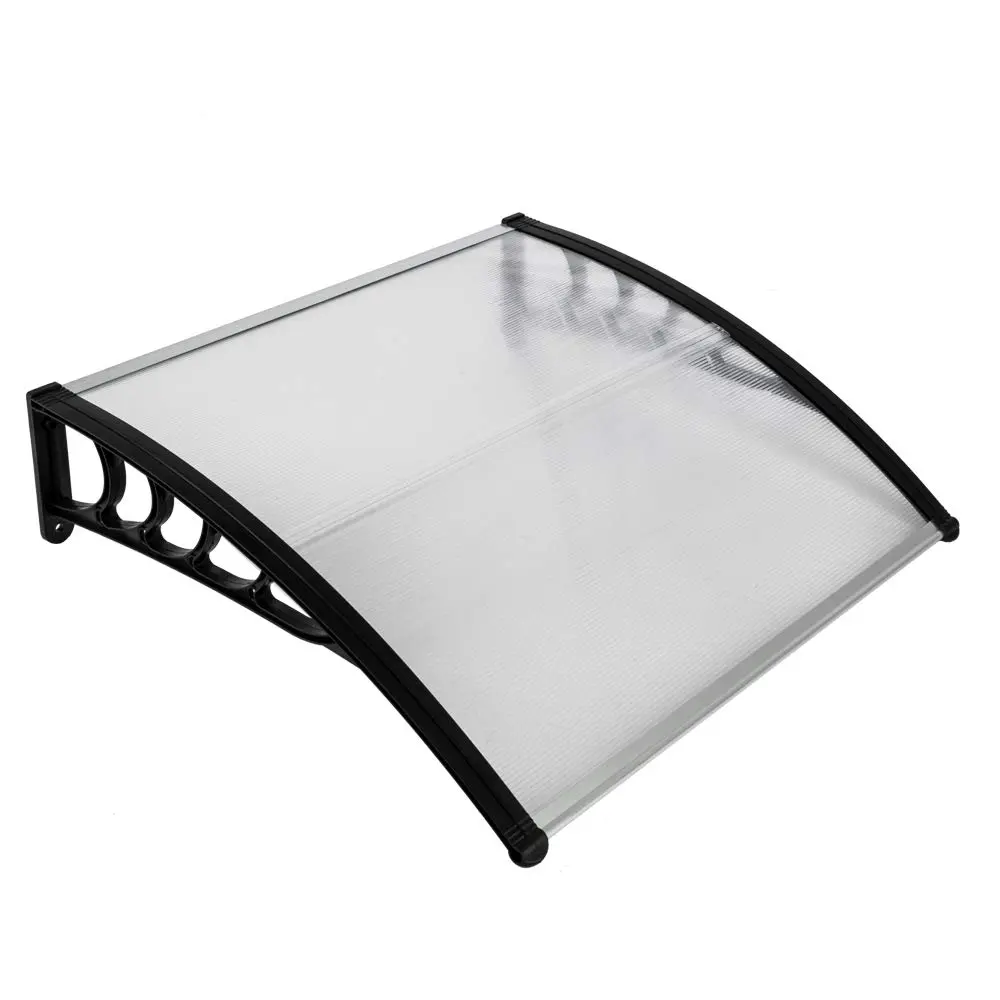 Window Awning Door Canopy, Modern Polycarbonate Front Door Canopy, Patio Awning Canopy Window Door Cover for Rain Snow Sunlight Protection Hollow Sheet (40" x 40", Clear Canopy/Black Bracket)