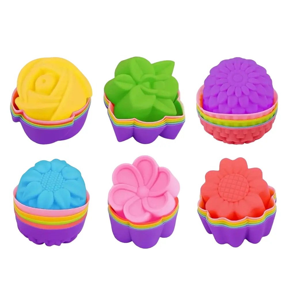 36 pcs silicone baking cup MaFen cup, reusable non stick cake mold, high temperature resistant, suitable for making MaFen, pudding, jelly and children's party desserts