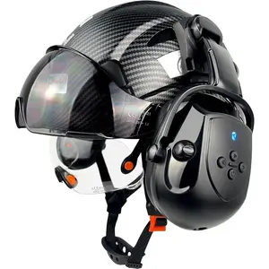 Vented Hard Helmet with Visor, Bluetooth Headphones and 26dB SNR Hearing Protection, Adjustable Suspension, Construction Sports & Outdoor Safety Head Gear, Headphones Bluetooth,summervibes