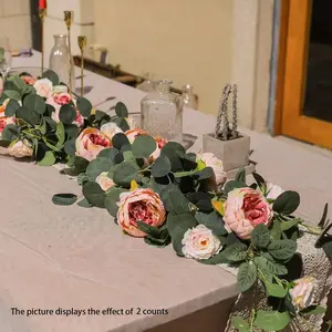 Artificial Peony Vine, 1-Count Faux Peony Flower Garland for Wedding Table Decor, Plastic Faux Flowers