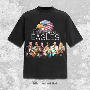 Illegal Eagles Vintage Black T-Shirt Retro Rock Band Tee, Classic Eagle Graphic Music Shirt, Guitar Concert Aesthetic, 90s Vintage Look Streetwear, Unisex Gift For Rock Fans, Trendy Music Lover Outfit, New Tour 2026 Gift For Fans Classic