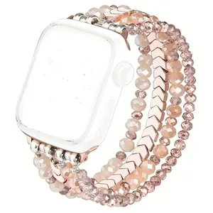 Fashion Handmade Beaded Elastic Band Compatible with Apple Watch 38mm-49mm, Stylish Wristband for Series Se 1-9 Smart Watches, Smart Watch Straps, Smartwatch Accessories