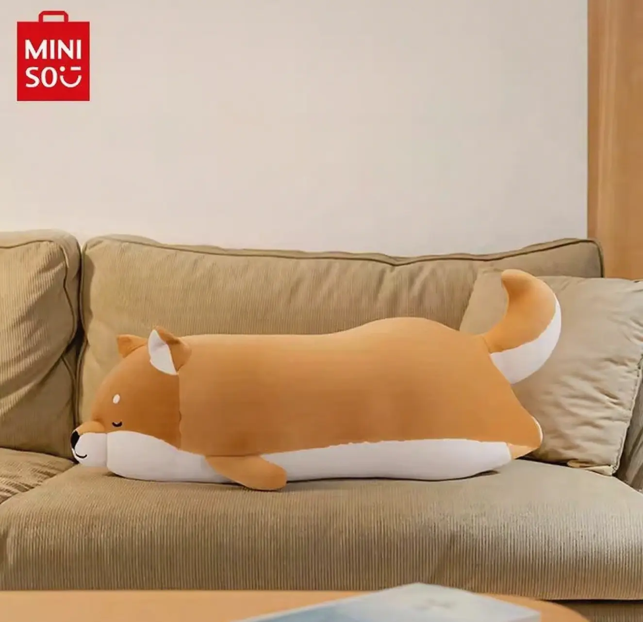 MINISO Shiba Inu Plush Cushion | Soft Huggable Dog Pillow for Sleeping, Adorable Companion Doll for Her, Back To School