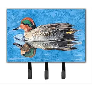 Duck 6x9 in Metal Frame Wall-Mountable Decor Hanger - Carolines Treasures Teal Leash and Key Holder for Room Decor