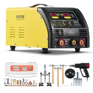 fathersdaygift VEVOR Dual Pro Stud Welder Deluxe AL/Fe Dent Repair Kit, Professional 5KW Welder with Auto/Manual Welding and 10 Modes, 110V Spot Welding Dent Repair Machine for Steel Aluminum Auto Panels Repair