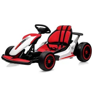 Red 24V Electric Drift Go Kart For Kids Ages 6-12 With Dual 200W Motors 8.1 MPH Adjustable Seat Led Lights Music Usb FM Radio Steel Frame Red Safety