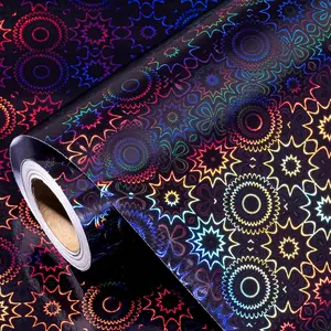 Black Wrapping Paper Roll - Mini Roll - 17 Inch x 16.5  - Black Metallic Holographic Wrapping Paper for Halloween, Fall Party, Birthday, Wedding, Christmas