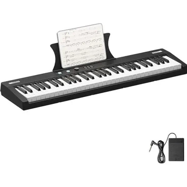 GARVEE 61 Key Touch-Sensitive Portable Keyboard – Lightweight HIPS Digital Piano with Responsive Keys, Dual Speakers, LED Display & Practice Modes for Home Music Training