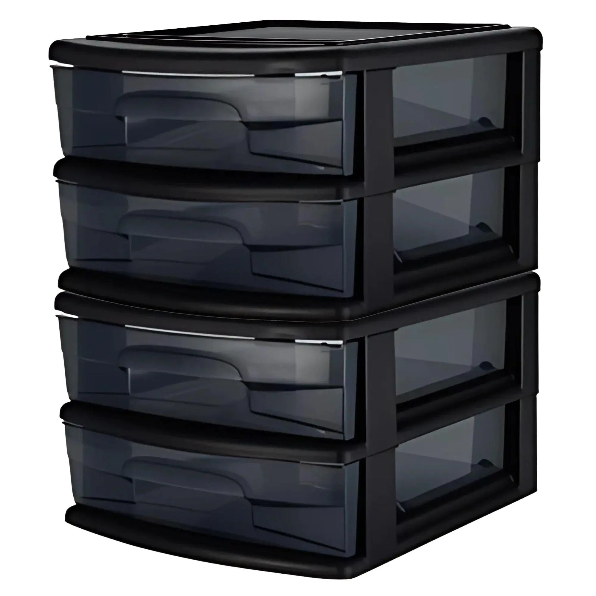 Homz Plastic 2 Drawer Medium Storage Cart, Black Frame with Smoke Drawer, 2 Pack Homz Plastic 2 Drawer Medium Storage Cart, Black Frame with Smoke Drawer, 2 Pack