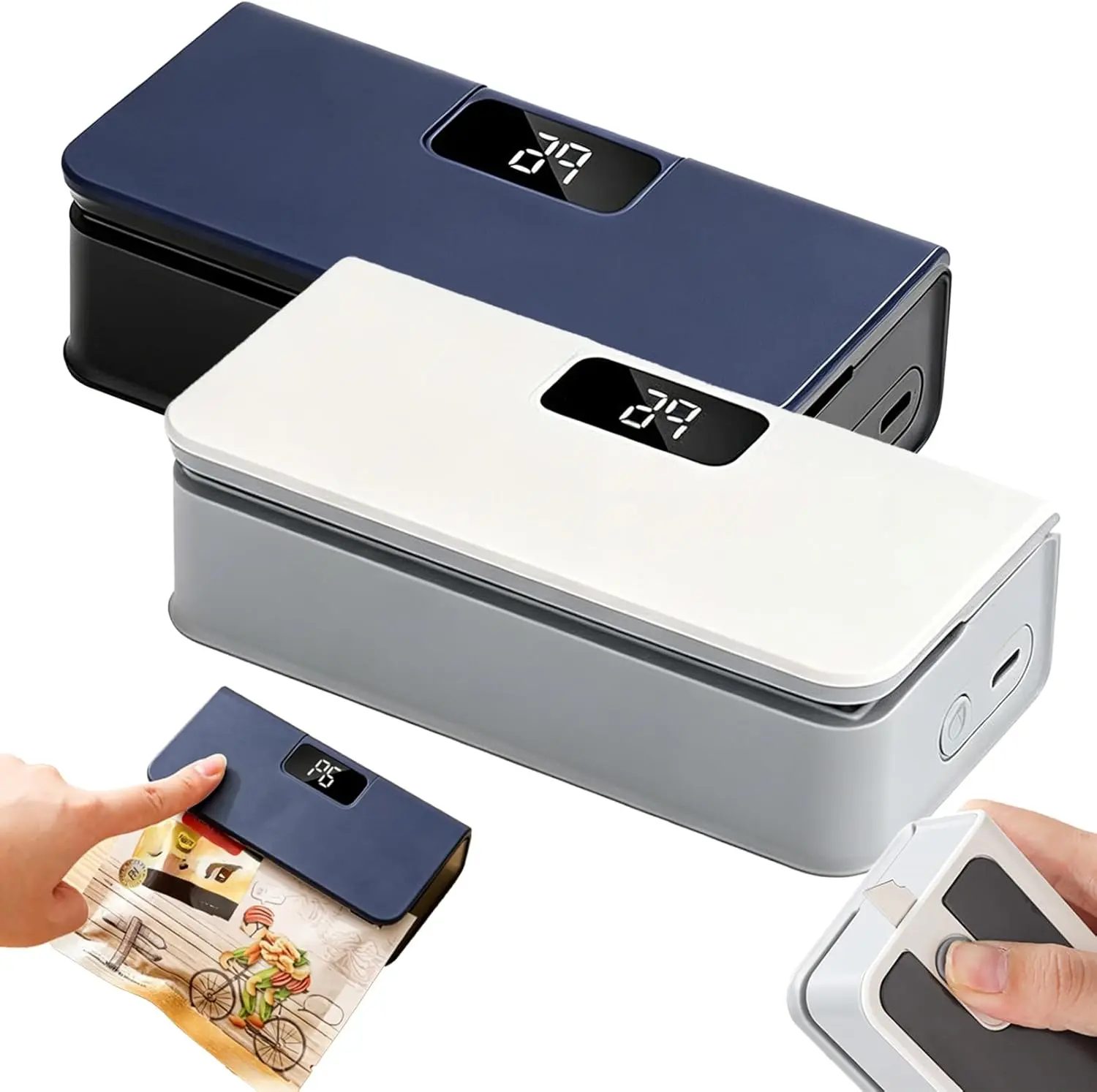 Portable Sealing Machine USB Rechargeable Mini Bag Sealer with Built In Cutter Beer Bottle Opener Magnetic Design for Snacks Coffee Pet Food Food Storage Kitchen Camping