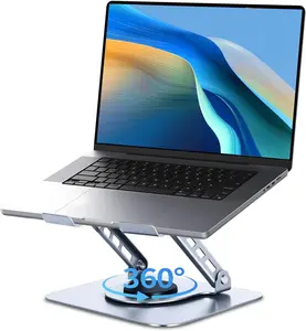 360° Adjustable Ergonomic Laptop Stand – Elevate Your Comfort and Workflow with This Rotating Aluminum Riser, Compatible with Most 10-15.6 Inch Notebooks for an Organized Desk Setup.
