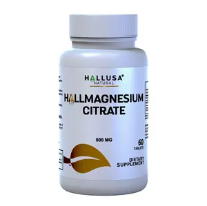 Hallusa Natural HallMagnesium 500 mg Magnesium Citrate 60 Tab Calm Relaxation Supplement for Adults Dietary Health Care Vitamin Edible