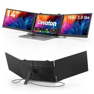 Cevaton 14" Dual Laptop Screen Extender, Ultra-Slim 3.0 lbs Dual Portable Monitor for Laptop, Rear Cable Design, Cleaner Desk Setup, Fits 13.3"-17.3" Laptops, Check Dual Display Support, 4th of july gifts
