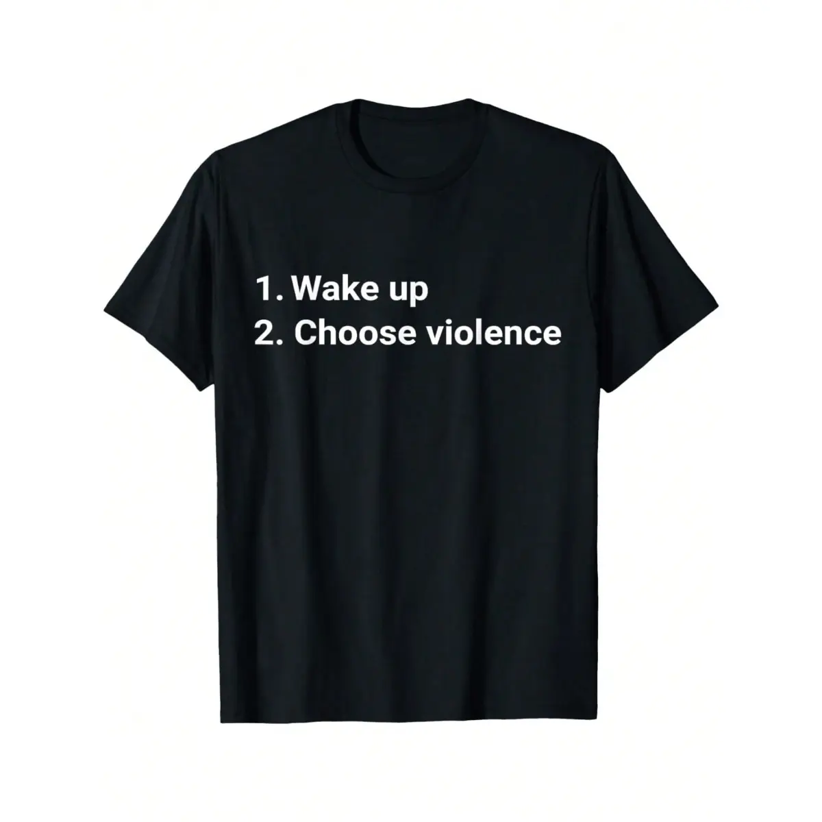 Men's 100% Cotton Basic Round Neck Graphic T-Shirt - Retro Print, 'Wake Up And Choose Violence' Meme Design, Short-Sleeve Chic Classic Holiday Set, Premium Fabric, Sturdy Hem, Regular Fit, Stretch Streetwear Top