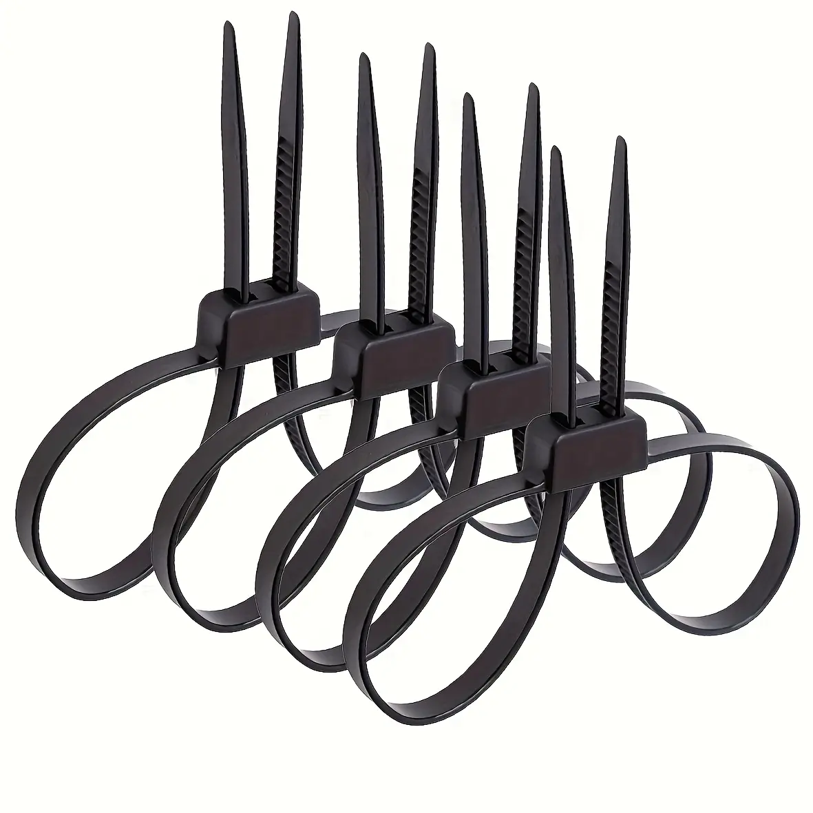 6pcs Disposable Heavy-Duty Plastic Nylon Zipper Cable Ties - Double Lock, Flexible, UV-Resistant, Heat-Resistant Black Ties for Home Improvement Electrical Wires & Cables, 250.0LB Tensile Strength