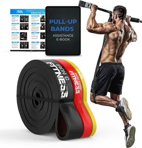 Pull Up Assistance Resistance Bands - Long Loop Power Bands for Men and Women - Strength Power Flexibility  at Home & Gym - Ebooks & Workout Chart Included by