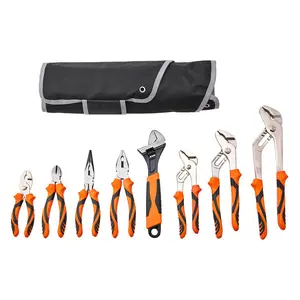 8-Piece Pliers Set, High Carbon Steel, 12"/10"/8" Groove Joint Pliers, 8" Linesman's Pliers, 6" Slip Joint Pliers, 8" Long Nose Pliers, 6" Diagonal Cutter, 10" Adjustable Wrench, and Tool Bag VEVOR Super Brand Day