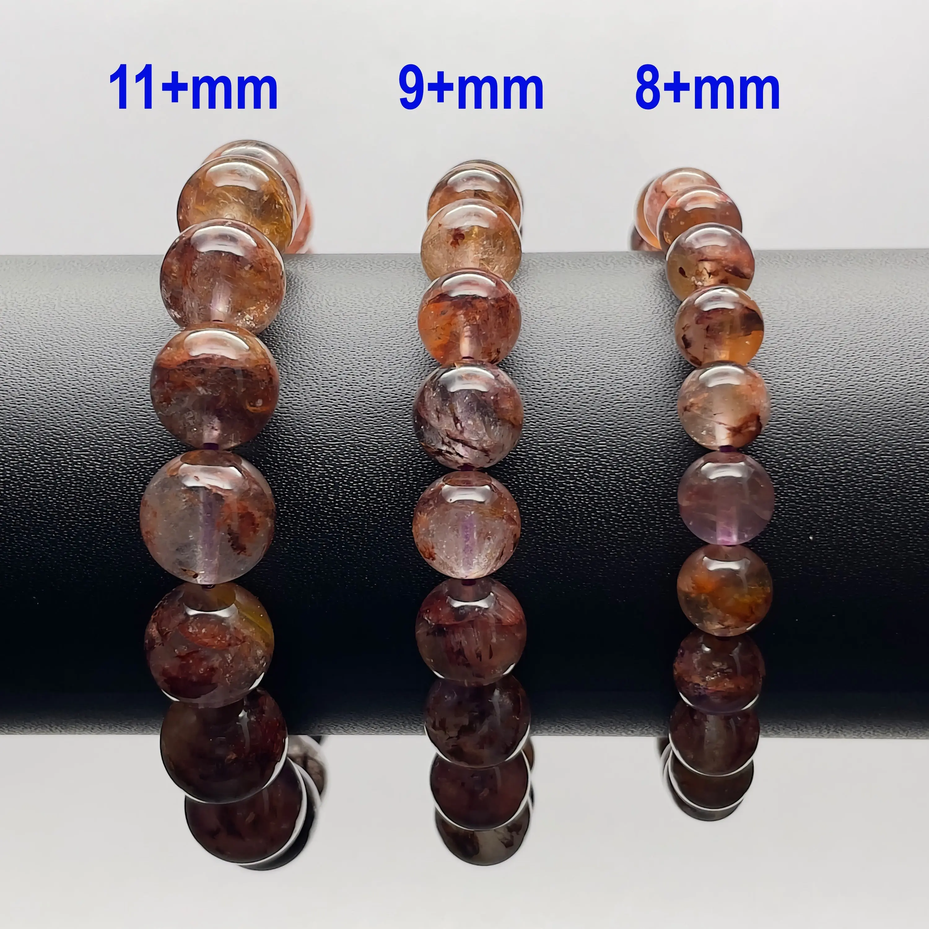 Stonelry High Quality Natural Auralite Crystal (Amethyst) Beaded Bracelet (8 to 11+mm)