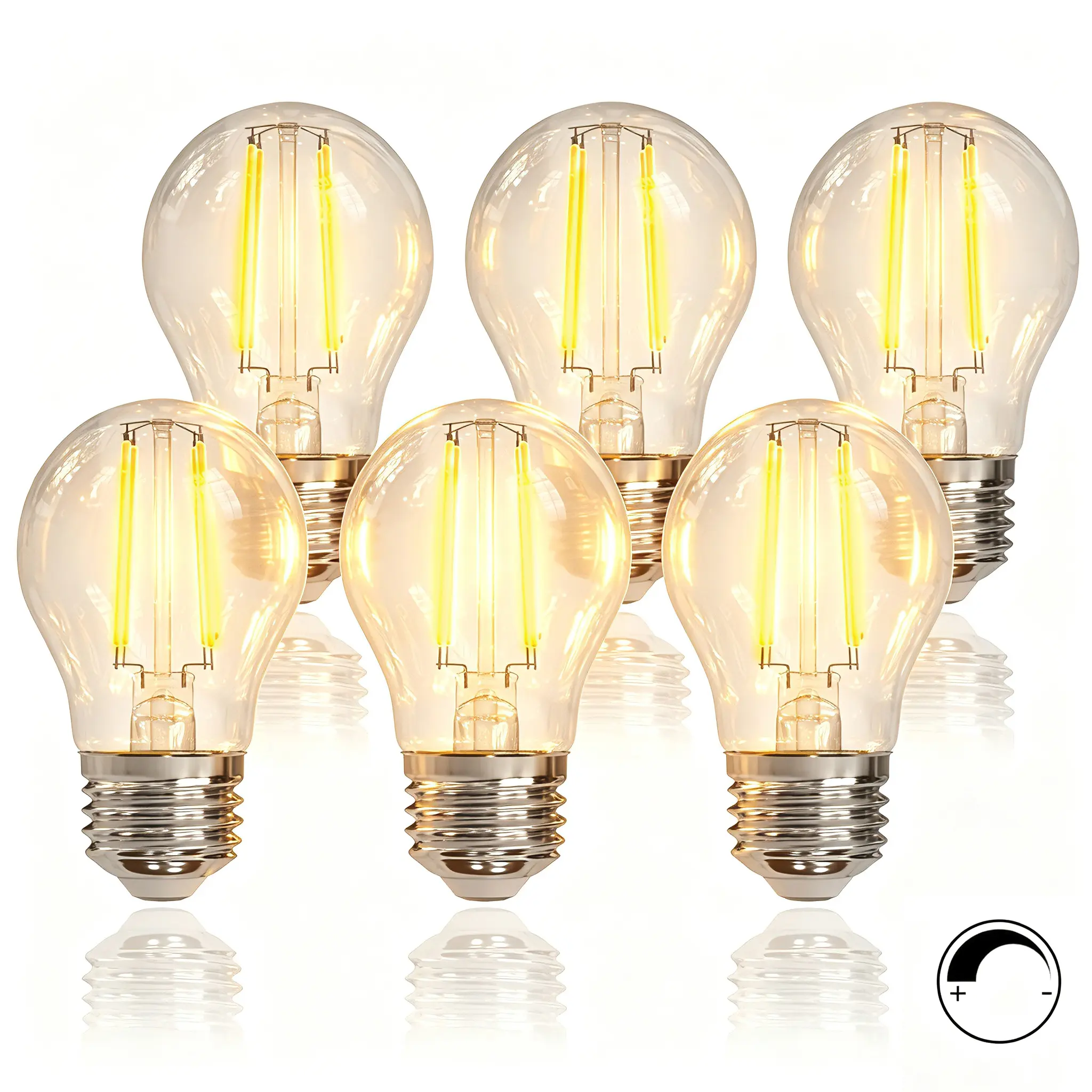 Dimmable A15 G45 E26 LED Light Bulbs, 2700K Soft White, 6W (60W Equivalent) 600 Lumens, for Ceiling Fan, Chandelier, Vanity, 6 Pack