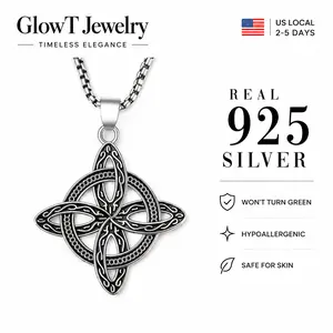 925 Sterling Silver Witch Knot Celtic Necklace | Protection Symbol Jewelry for Samhain & Rituals for Your Dark Academia Aesthetic