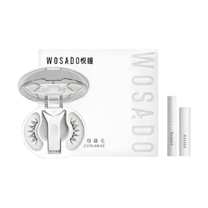 WOSADO Magnetic False Eyelashes, Soft Thick Daisy Black Style, with 2g Lash Gel, 5ml Cleanser and Portable Case