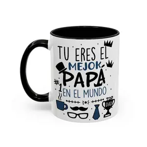 Spanish Mejor Papa Del Mundo Mug, Top Dad Mug, Trophy & Mustache Graphic Ceramic Coffee Cup, Fathers Day Gift for Latino Dads, Great Gift for Father's Day, Birthdays, Holidays, Gift for Dad, Latina Family, Grandfathers - fth10724