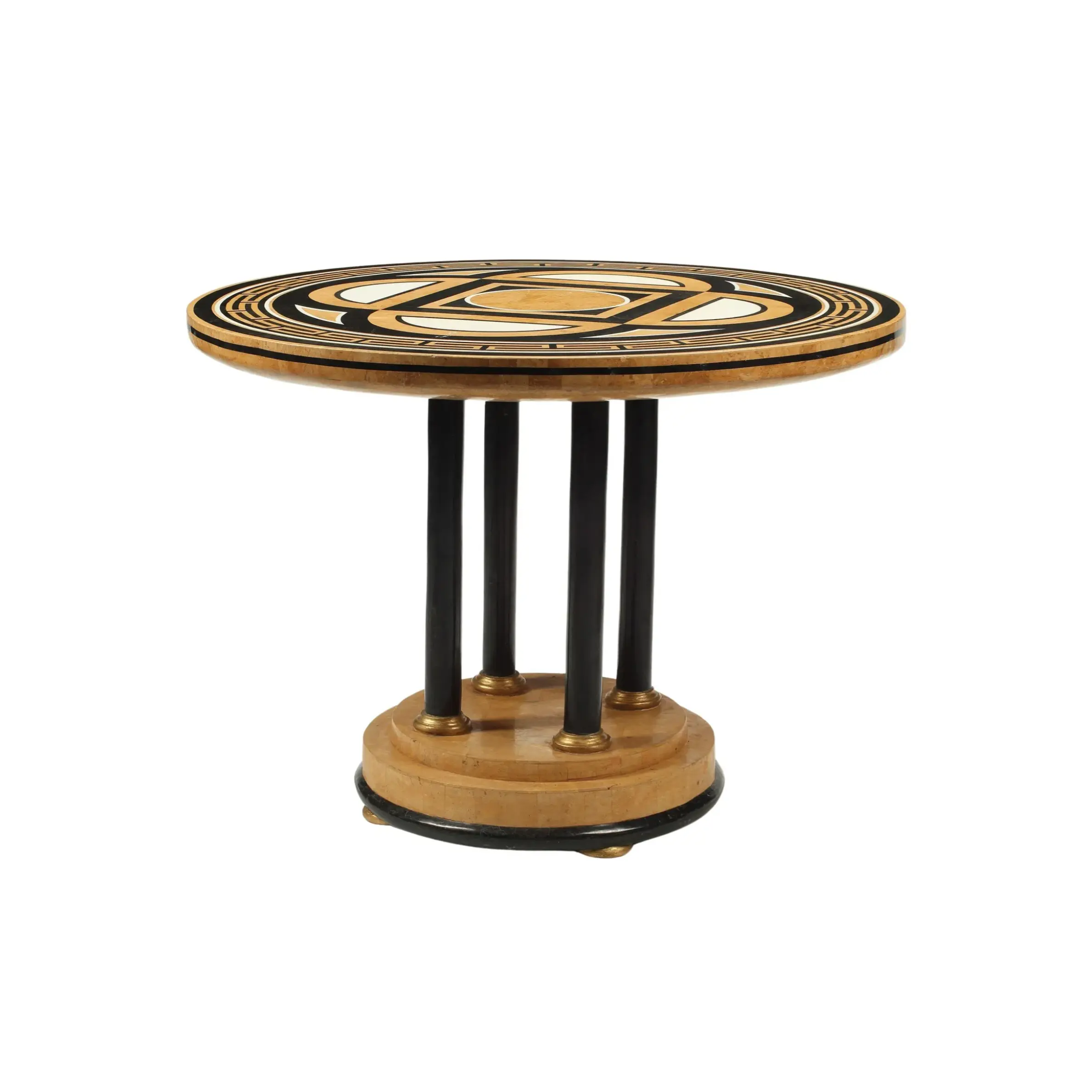 Marble Inlaid Neoclassical  Pedestal Table