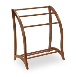 212 MAIN Wooden Quilt Rack - Walnut Beechwood Construction, Marble Accents, Bath & Textiles Storage Solution for Soft Furnishings