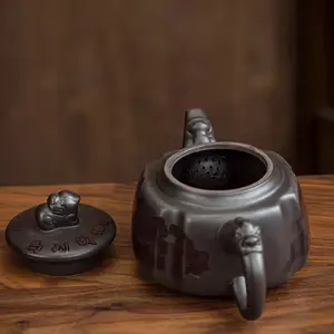 Instant Success Purple Clay Square Teapot, Handmade, Changes Color When Heated, Can Stop Water Flow, Suitable for Home Use and Gift Giving