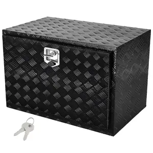 VEVOR Underbody Truck Box,  48" x 17" x 18" Pickup Storage Box, Heavy Duty Aluminum Diamond Plate Tool Box with Lock and Keys, Waterproof Trailer Storage Box with T-Handle Latch for Truck, Van, Trailer