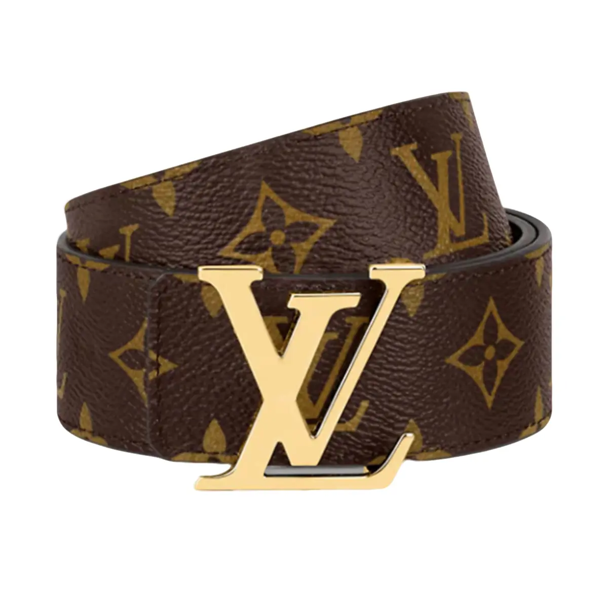 Pre-owned LOUIS VUITTON Initiales Monogram Canvas Belt, Gold Buckle R222