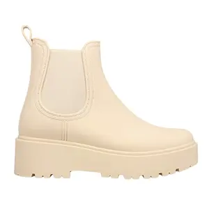 Shu Shop Womens Winnie Round Toe Platform Chelsea Casual Boots Ankle Mid Heel 2-3" - Off White