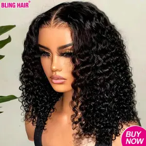 Short Bob Glueless Wigs 6x4 Ready To Wear Deep Wave Curly Wigs Human Hair Wet and Wave 6x4 HD Lace Closure Wig For Women Pre Plucked 180% Density #SummerVibes