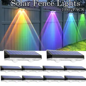 Solar Fence Lights |Nine Colors& 11 Lighting Modes Solar Wall Lights | IP44 Waterproof Outdoor RGB Color-Changing Fence Lights | Ideal for Garden,Yard,Patio,Deck & Stairs