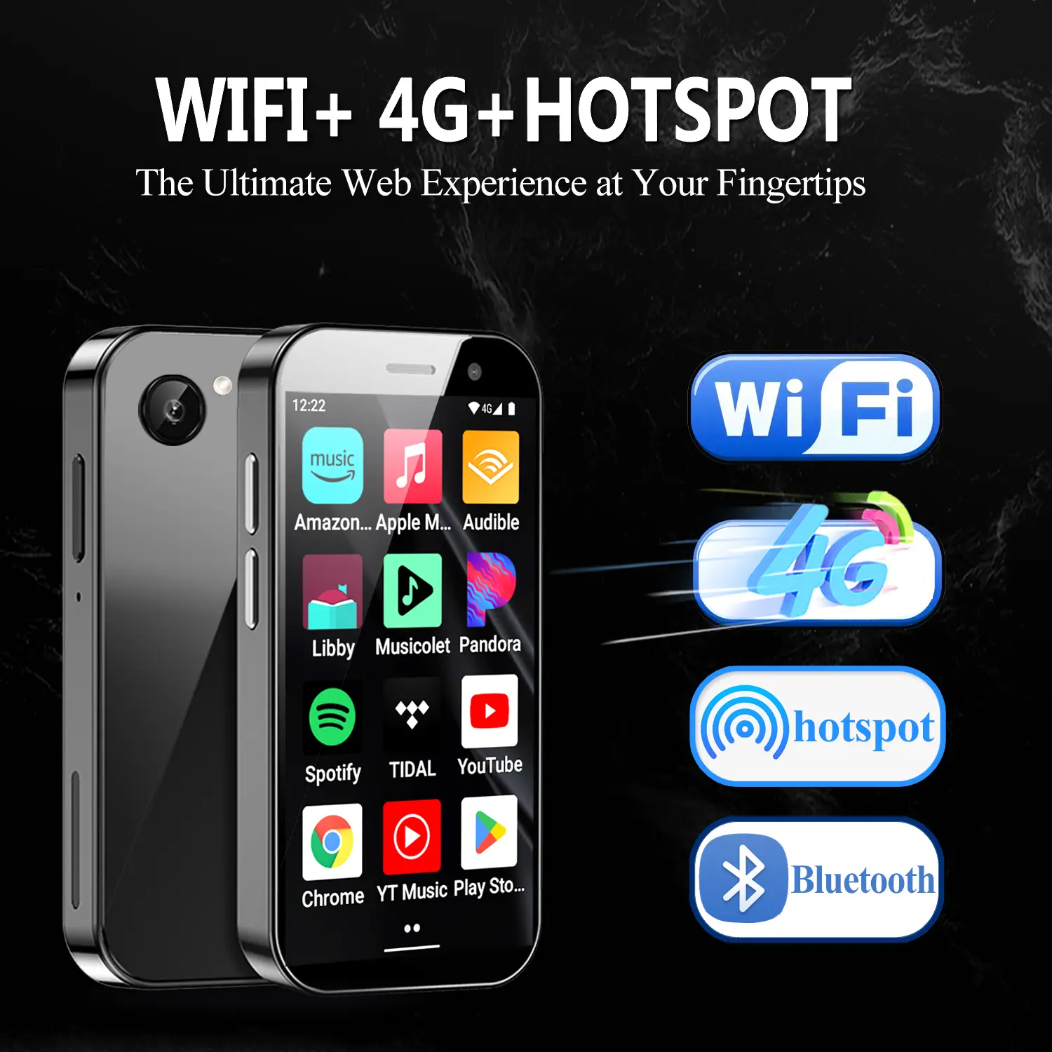 160GB MP3 Player with Bluetooth and WiFi & 4G, MP3 MP4 Player with Speaker and Spotify, 3.0 Touchscreen Digital HiFi Music Player, Portable Android MP3 Player with YouTube, Google Play, Apps, Camera